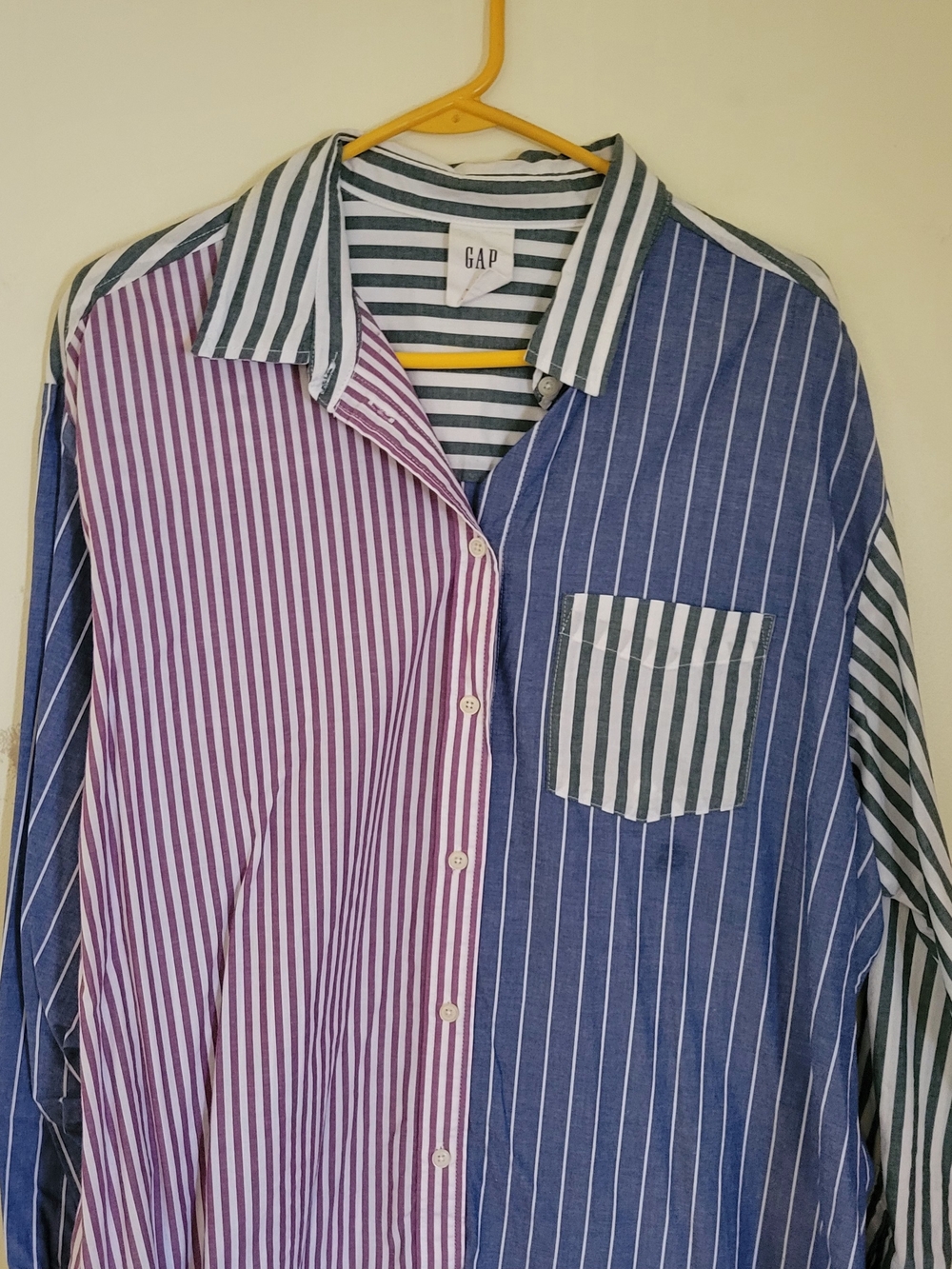 GAP Men's Multi-Striped Button-Down Shirt - Blue, Purple & Green
